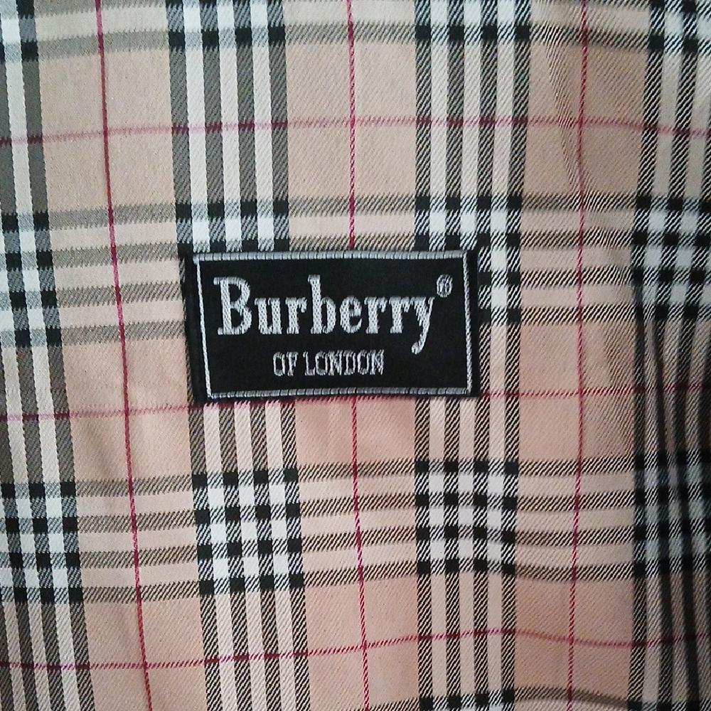 Burberry Black Trench Coat Modern Plaid Design M/L EUC - Picture 3 of 8